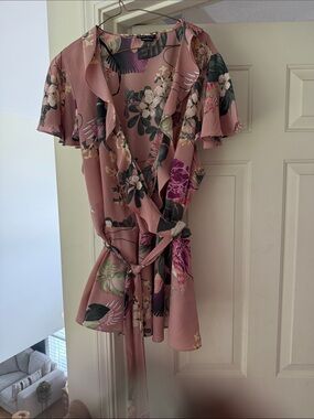 City Chic Rose Floral Wrap tunic top